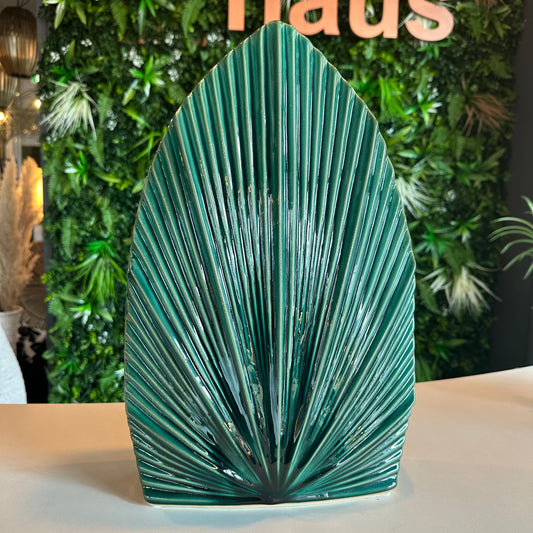 Teal Ceramic Palm Vase