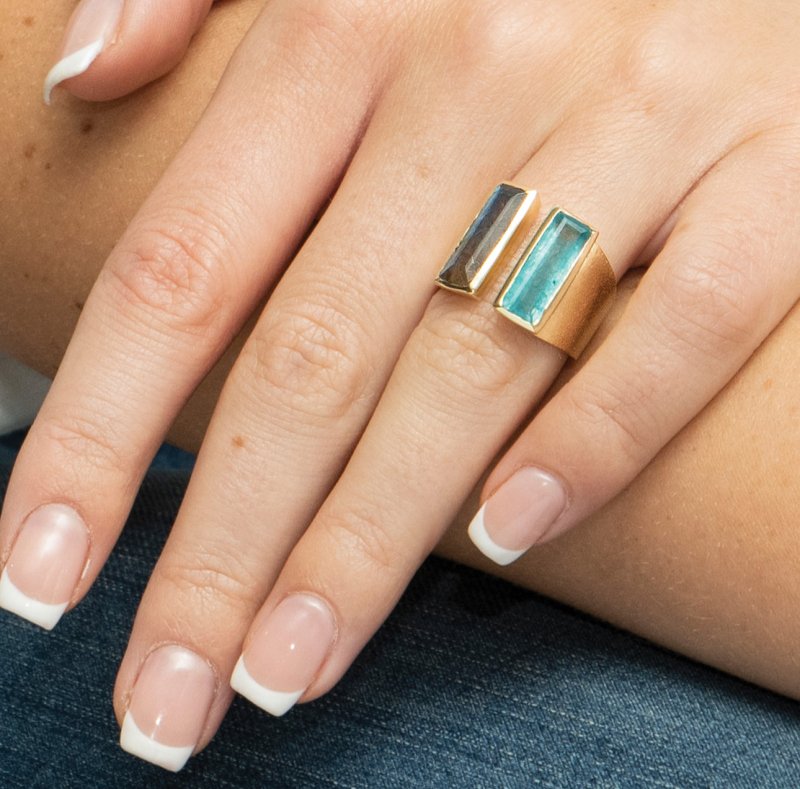 BRONX DOUBLE GEMSTONE BAR CONTEMPORARY RING - OUThaus