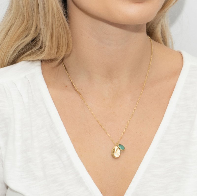 COVE AQUA CALCI AND NUGGET CHARM NECKLACE - OUThaus