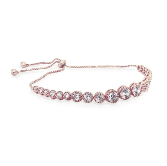 MARSEILLE ROSE GOLD CRYSTAL GRADUATING TOGGLE BRACELET - OUThaus