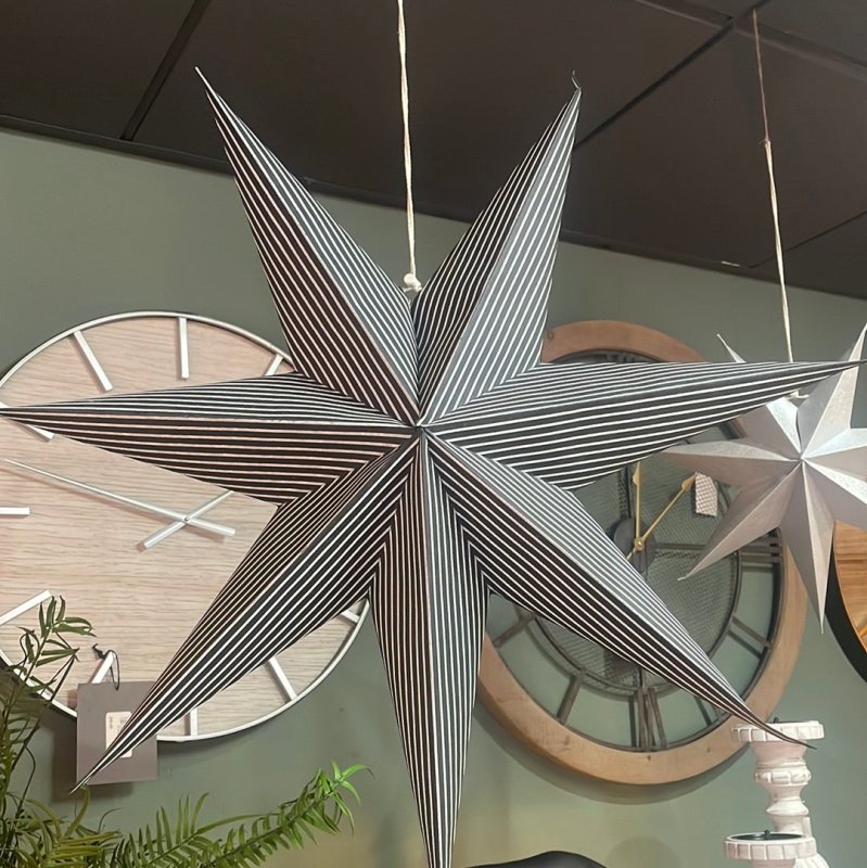 Paper Star Decorations Black Stripe (XL) - OUThaus