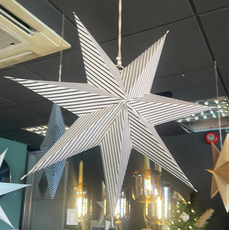 Paper Star Decorations White Stripe (M) - OUThaus