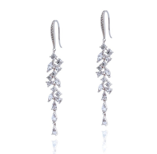 SANDRINGHAM RHODIUM STATEMENT CRYSTAL CLUSTER DROP EARRINGS - OUThaus