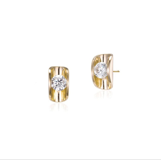 SEATTLE GOLD CRYSTAL CONTEMPORARY STUD EARRINGS - OUThaus