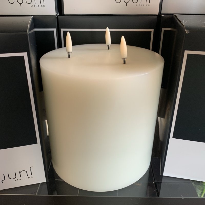 Uyuni Candle Triple Flame Pillar White LED - OUThaus