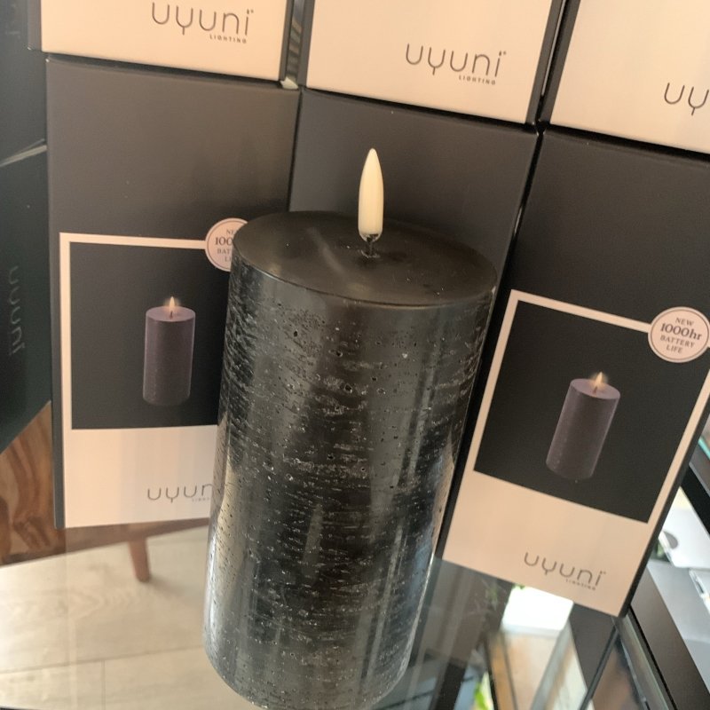 Uyuni Pillar Candle LED Forest Black (M) - OUThaus