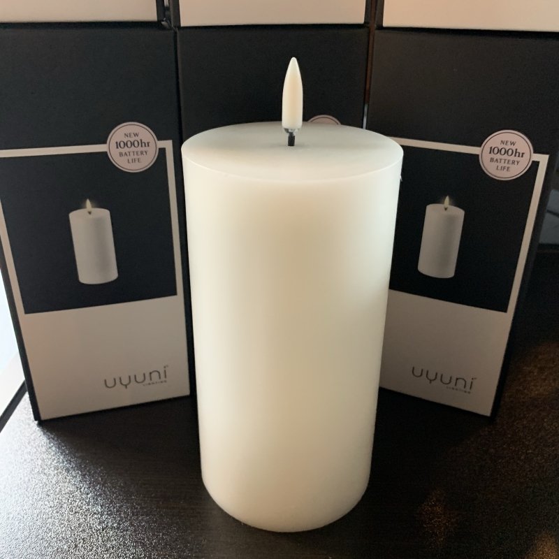 Uyuni Pillar Candle LED White (M) - OUThaus