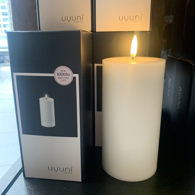 Uyuni Pillar Candle LED White (M) - OUThaus