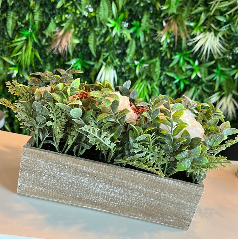 White Roses in Wooden Box - OUThaus