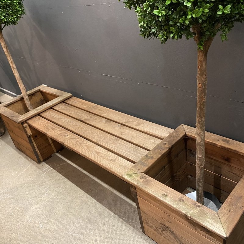 Wooden bench with two planters - OUThaus
