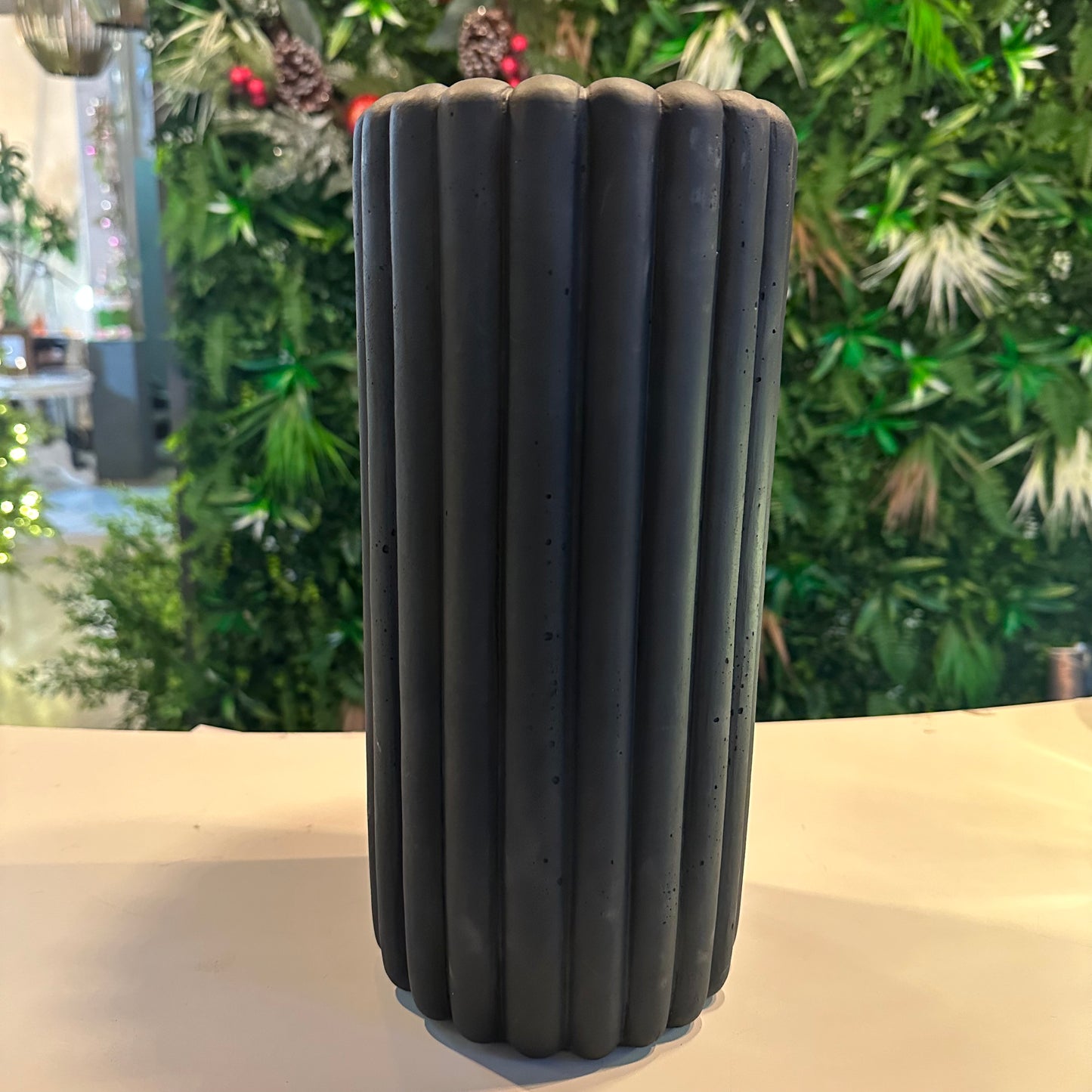 Charcoal Ridged Vase