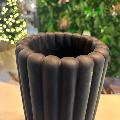 Charcoal Ridged Vase