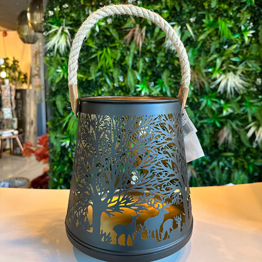 Metal Lantern With Rope Handle