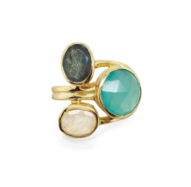 AURORA BOREALIS TRIPLE GEMSTONE STATEMENT RING - OUThaus