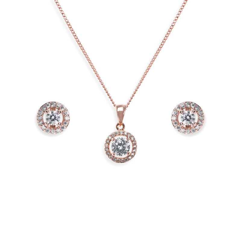 BALMORAL ROSE GOLD CRYSTAL DAINTY PENDANT SET - OUThaus