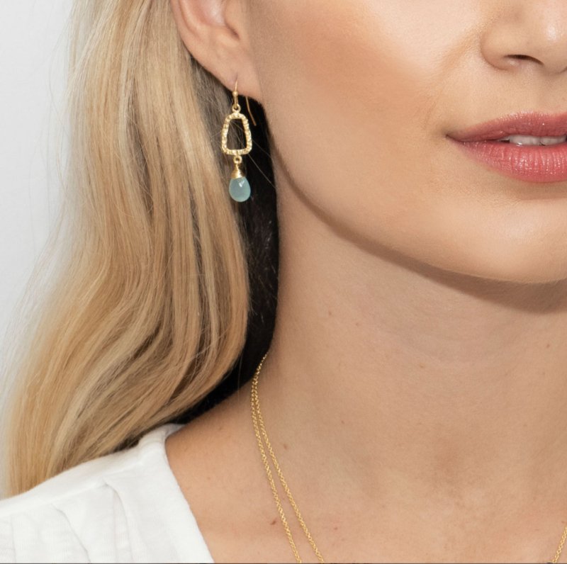 BEACH HOUSE AQUA CALCI PEARDROP EARRINGS - OUThaus