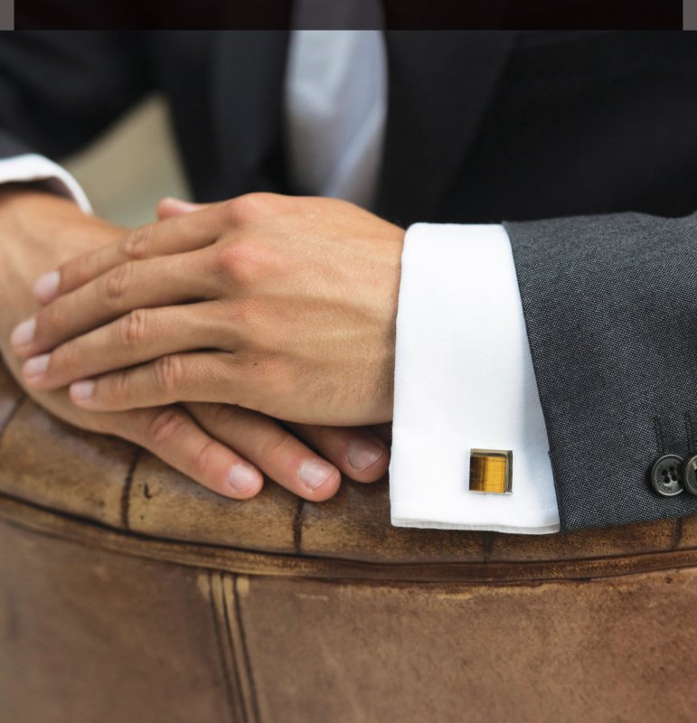 EMERSON RHODIUM TIGERS EYE CUFFLINKS - OUThaus