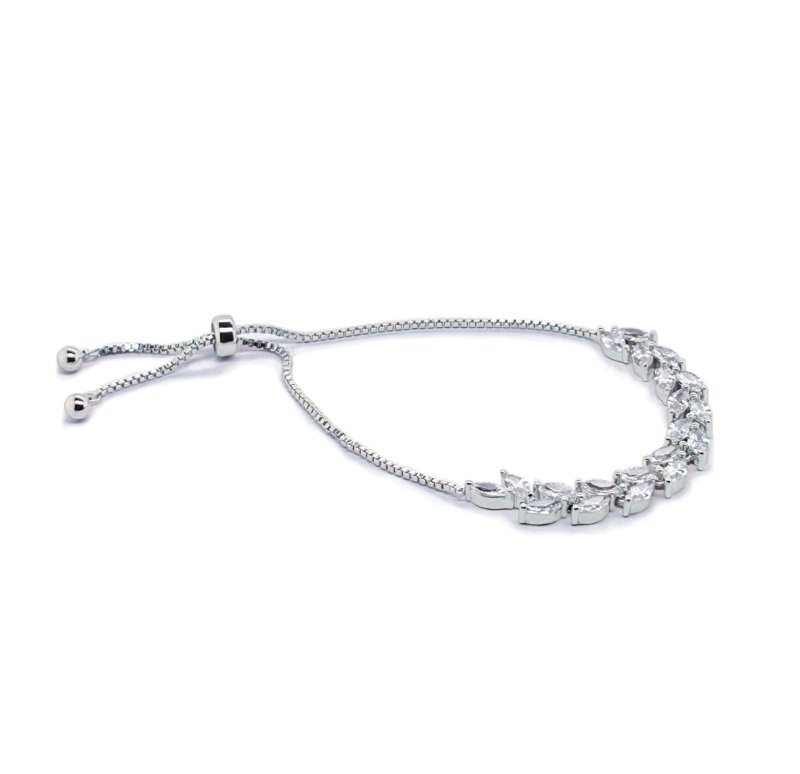 GLASTONBURY RHODIUM CRYSTAL LEAFY TOGGLE BRACELET - OUThaus