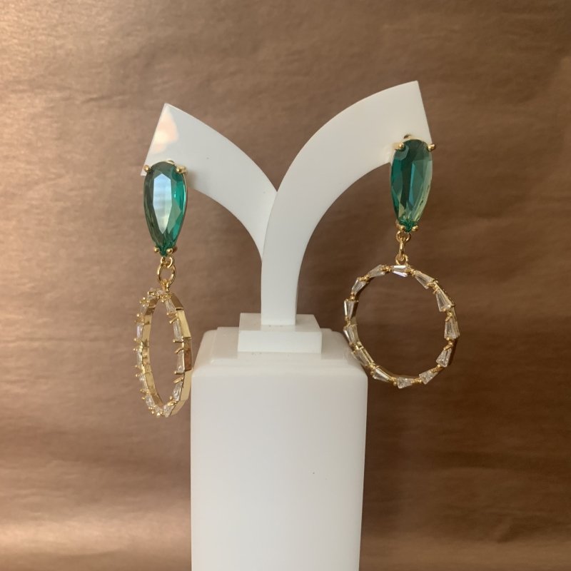 Gold Emerald Crystal Earrings - OUThaus