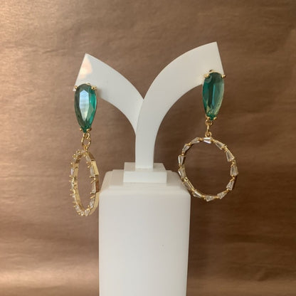 Gold Emerald Crystal Earrings - OUThaus