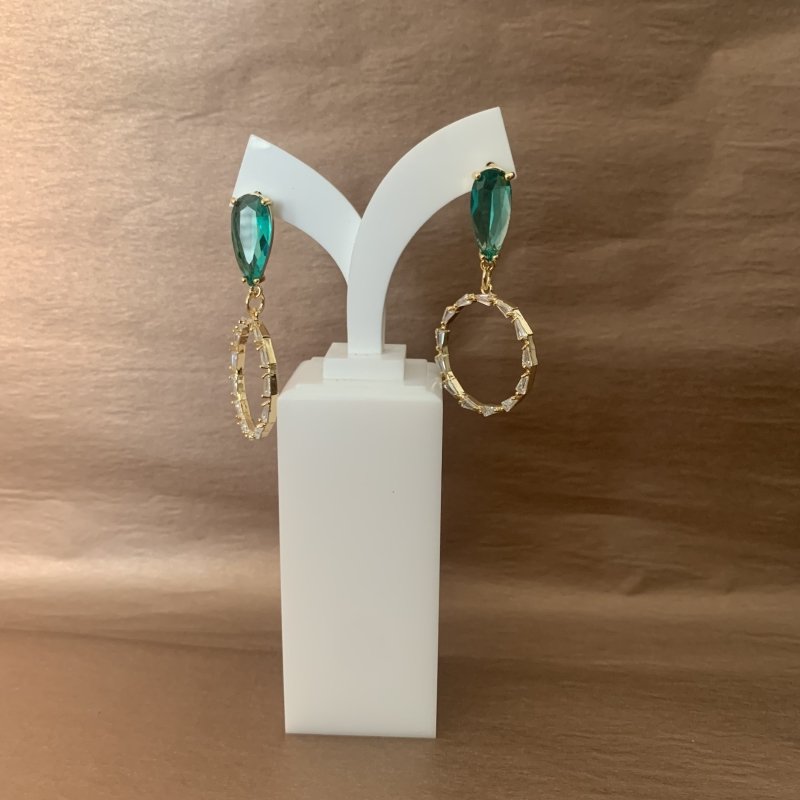 Gold Emerald Crystal Earrings - OUThaus