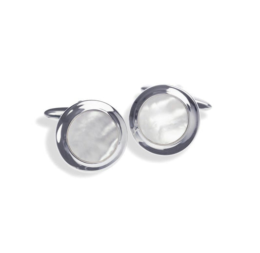 GROSVENOR RHODIUM MOTHER OF PEARL CUFFLINKS - OUThaus