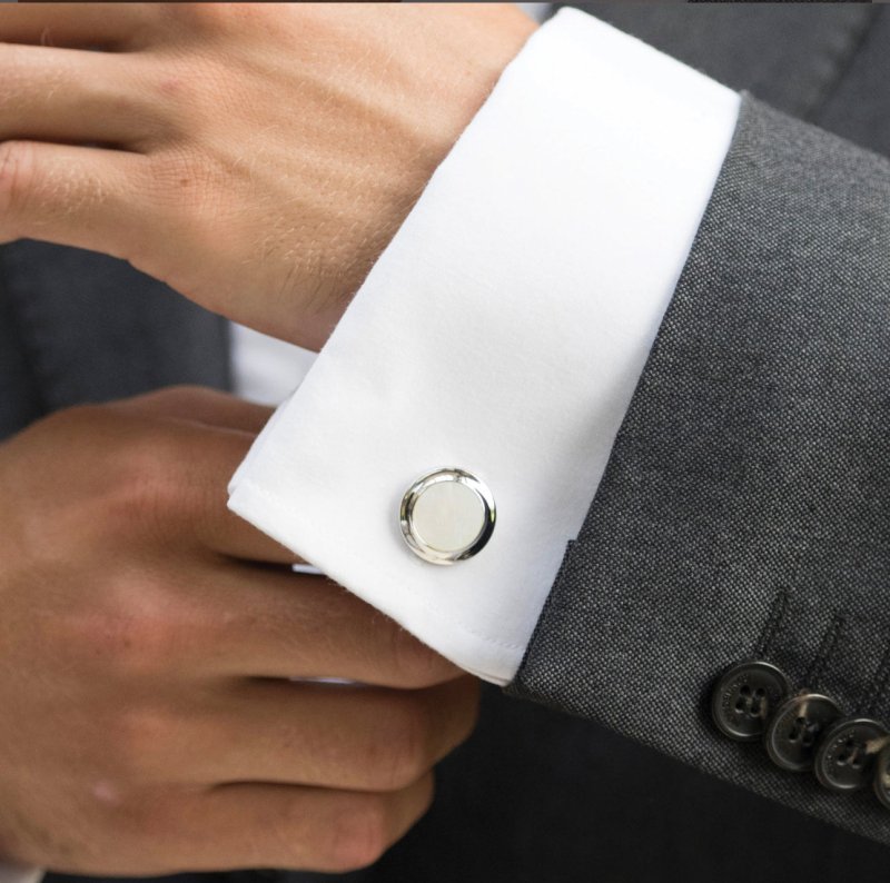 GROSVENOR RHODIUM MOTHER OF PEARL CUFFLINKS - OUThaus