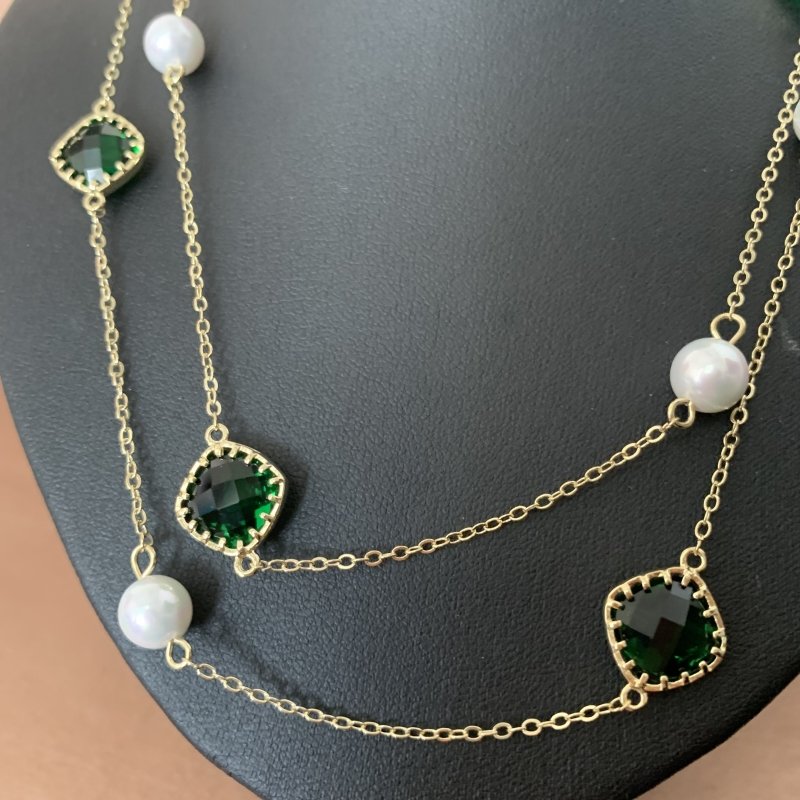 Long Crystal & Pearl Necklace - OUThaus