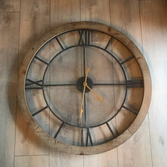 Natural Wood & Mesh Clock - OUThaus