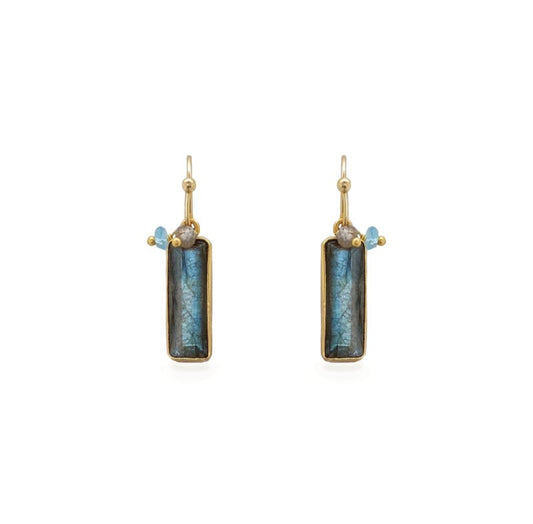 NORDIC NIGHTS LABRADORITE AND GEM BEAD EARRINGS - OUThaus