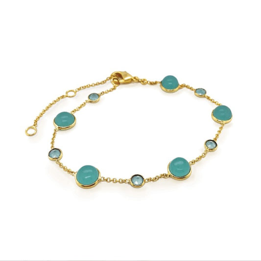 PACIFIC AQUA CALCI CABUCHON AND CHAIN BRACELET - OUThaus