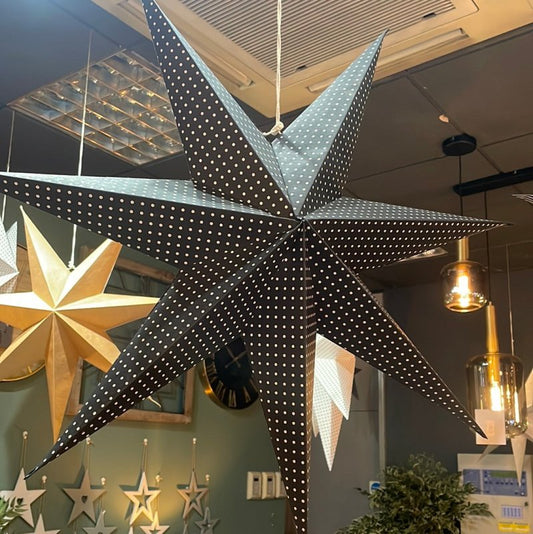 Paper Star Decorations Black Polka Dot (XL) - OUThaus
