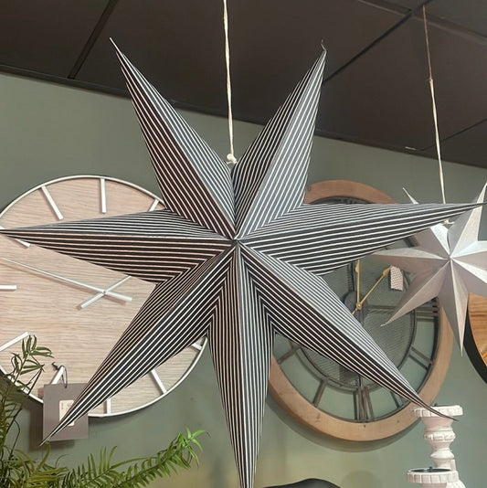 Paper Star Decorations Black Stripe (XL) - OUThaus