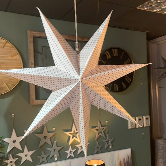 Paper Star Decorations White Polka Dot (L) - OUThaus