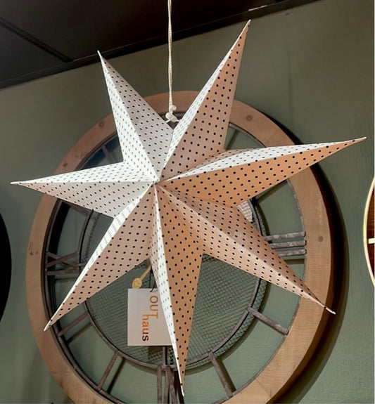 Paper Star Decorations White Polka Dot (M) - OUThaus
