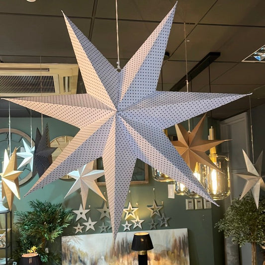 Paper Star Decorations White Polka Dot (XL) - OUThaus