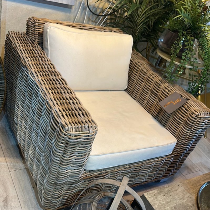 Rattan Grey Wash Armchair - OUThaus