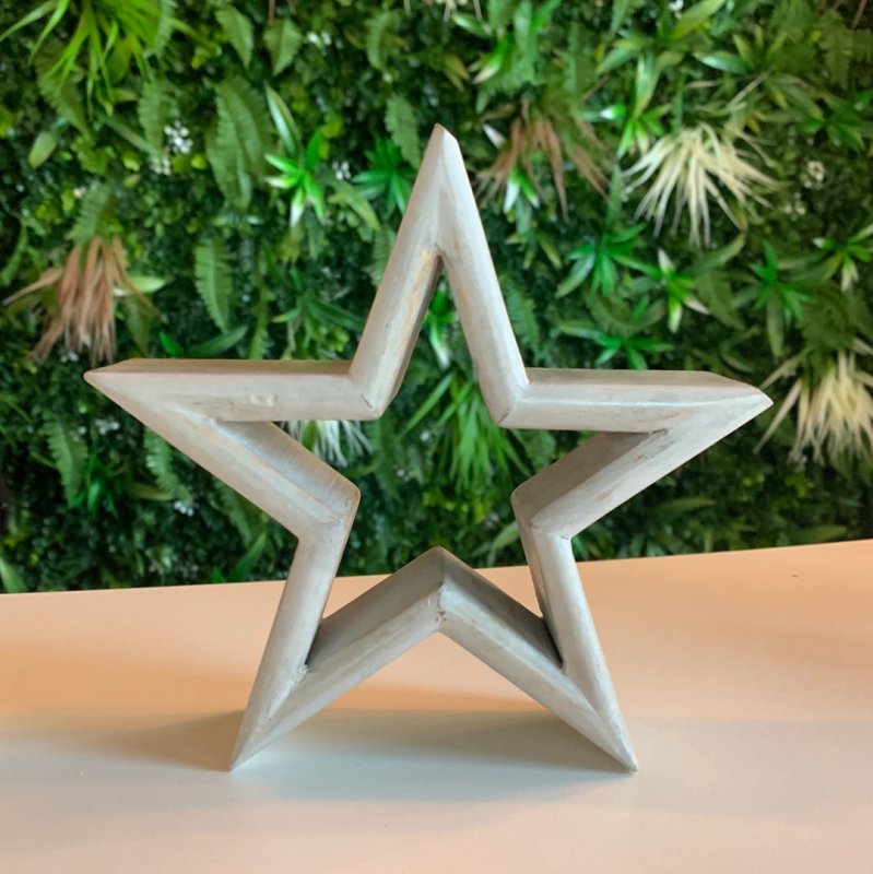 Set of 3 Wooden Stars (Grey) - OUThaus