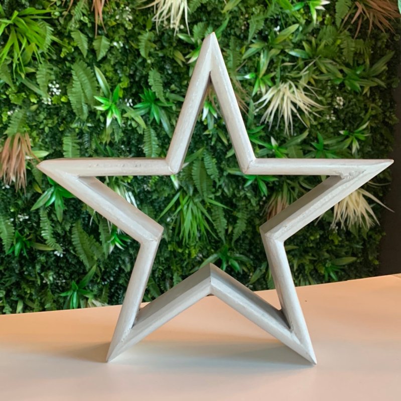 Set of 3 Wooden Stars (Grey) - OUThaus