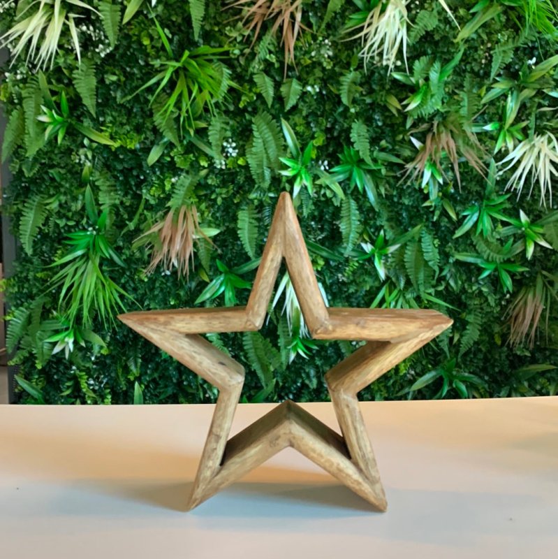 Set of 3 Wooden Stars (Natural ) - OUThaus