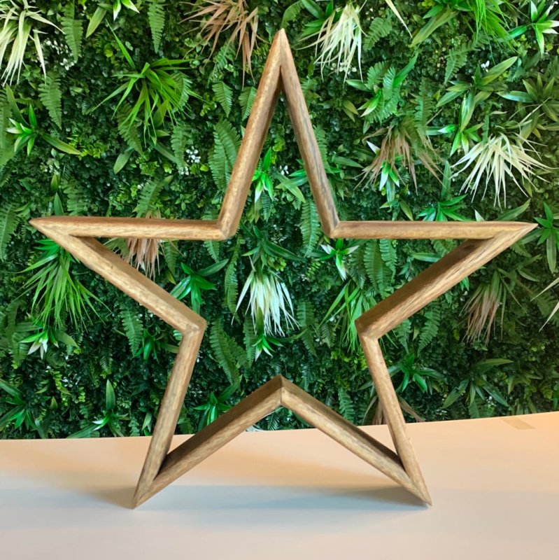 Set of 3 Wooden Stars (Natural ) - OUThaus