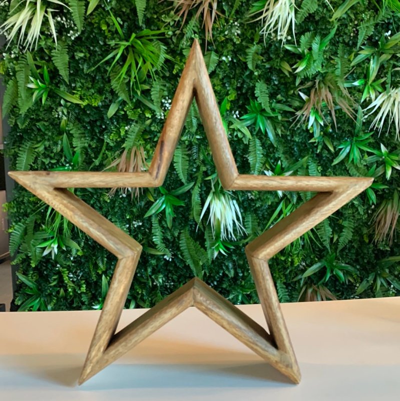 Set of 3 Wooden Stars (Natural ) - OUThaus