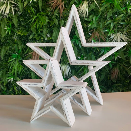 Set of 3 Wooden Stars (White) - OUThaus