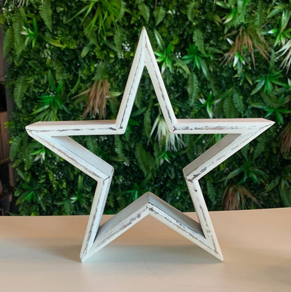 Set of 3 Wooden Stars (White) - OUThaus