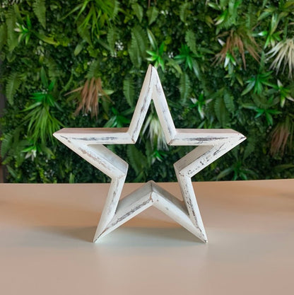 Set of 3 Wooden Stars (White) - OUThaus