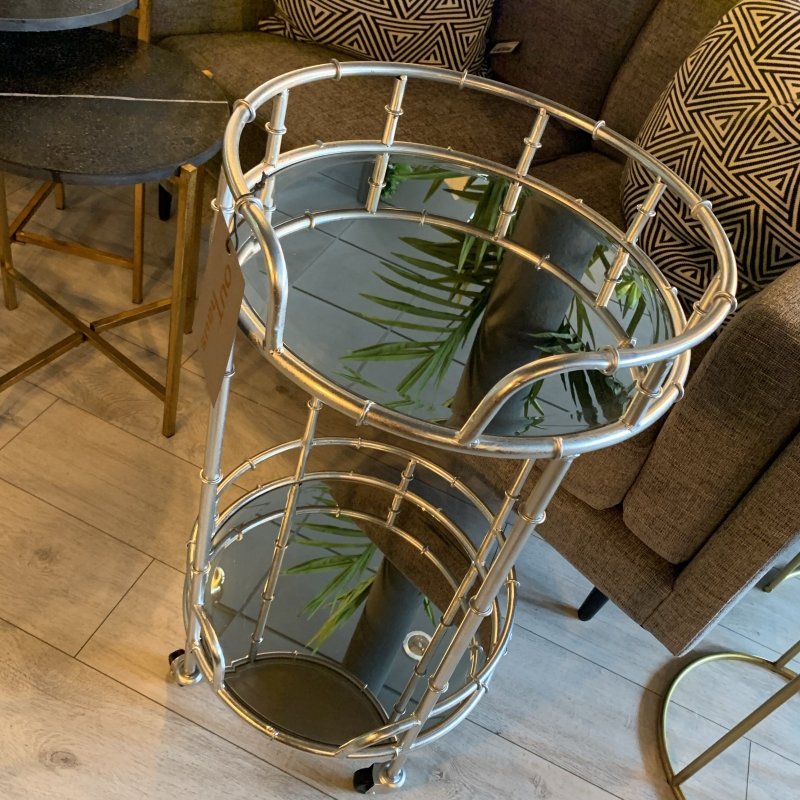 Silver Round Drinks Trolley - OUThaus