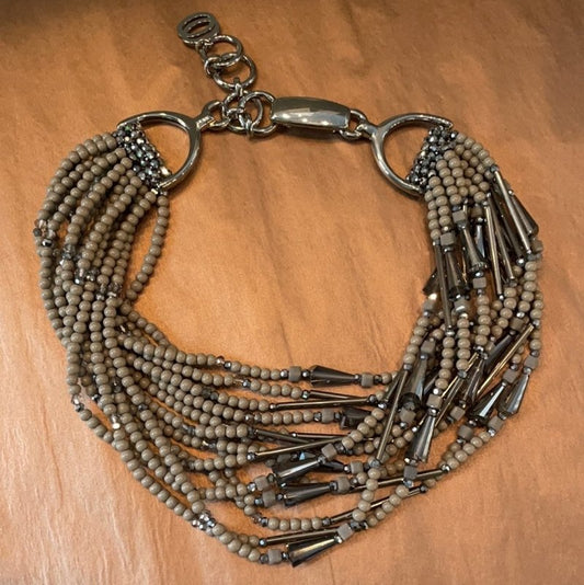 Taupe Beaded Necklace - OUThaus