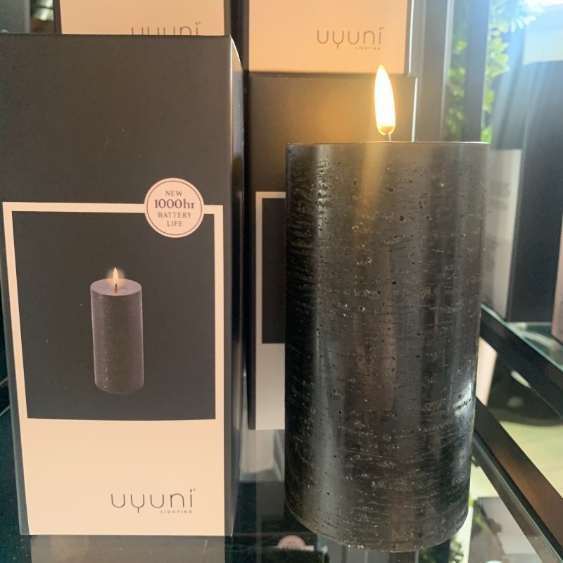 Uyuni Pillar Candle LED Forest Black (M) - OUThaus