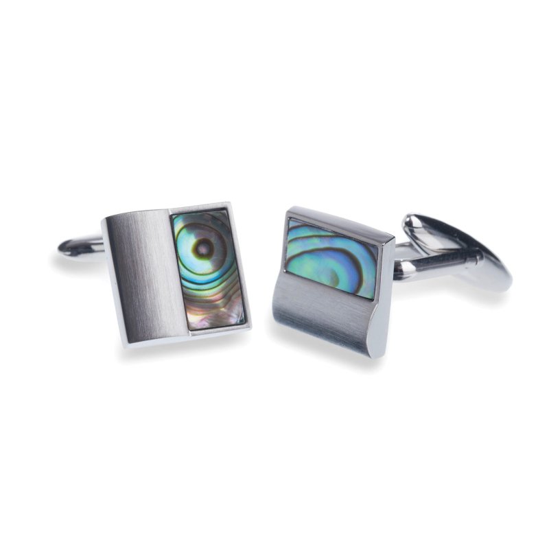 WALDORF RHODIUM ABALONE CUFFLINKS - OUThaus